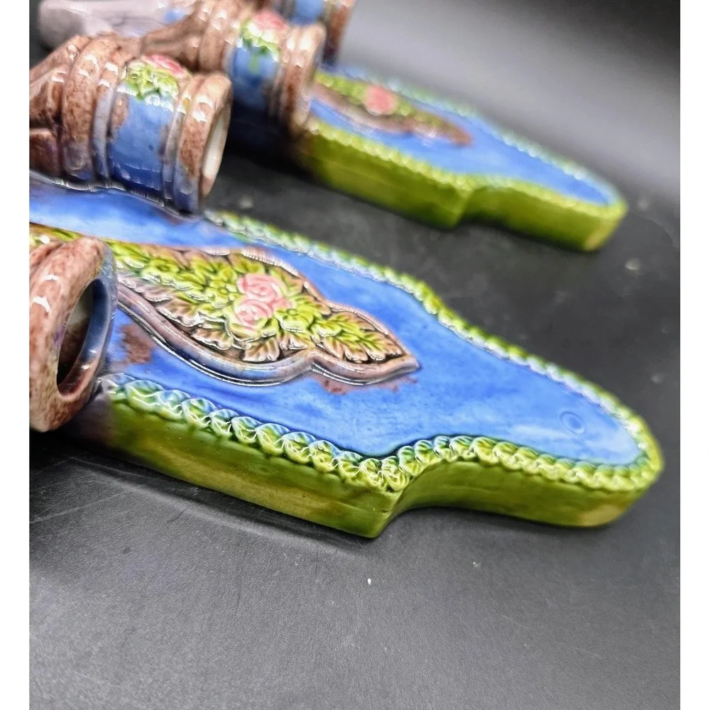 Set/2 Vintage Ceramic Wall Mount Candle Holder Candleabra 8.5